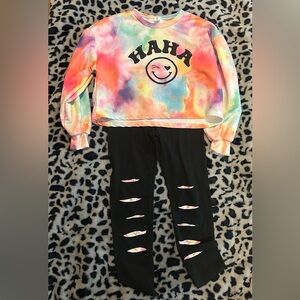 Colorful Tie-Dye Kids Leggings Outfit